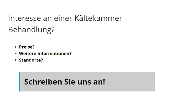 Kältekammer Behandlung in  Plochingen