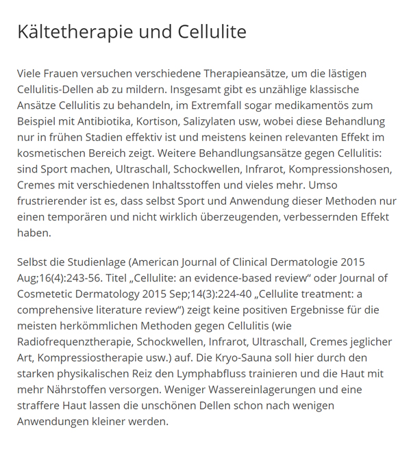 Kältetherapie Cellulite für  Freudental